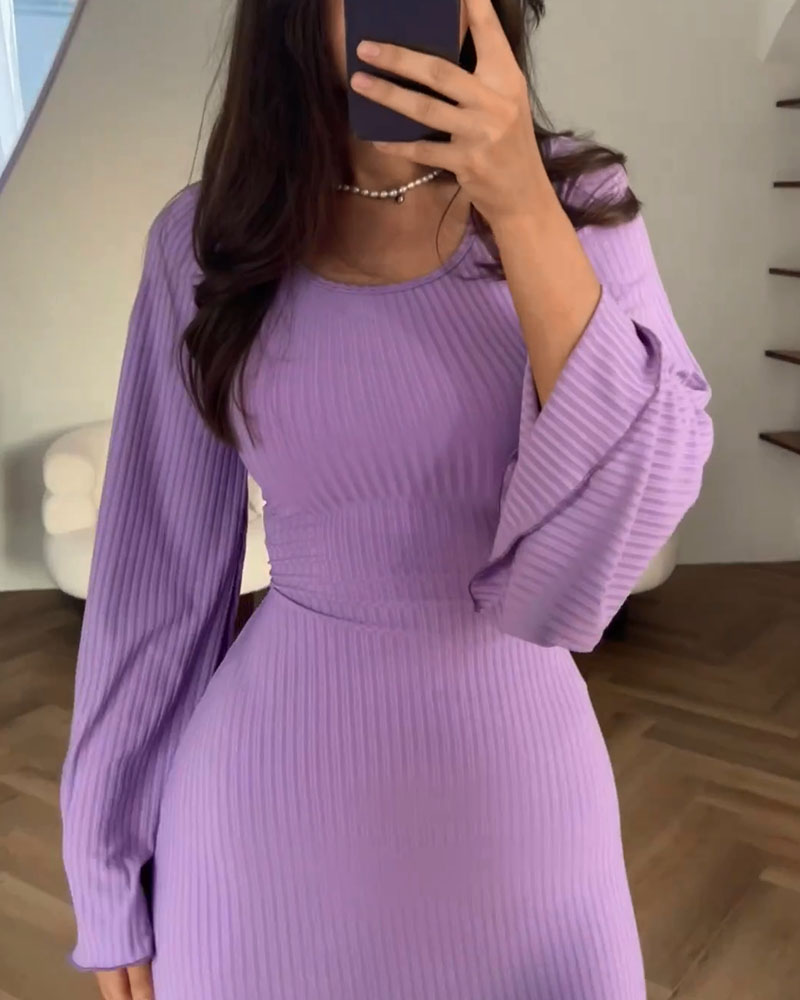Robe Longue À Manches Longues En Maille Côtelée Pour Femme | Idéale Pour Un Usage Quotidien