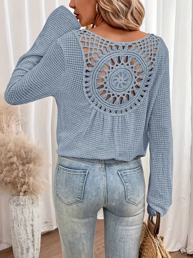 Pull À Col En V En Maille Gaufrée Pour Femme | Idéal Pour La Mi-Saison