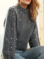 Pull En Maille Avec Ornements Décoratifs Pour Femmes | Idéal Pour La Mi-Saison