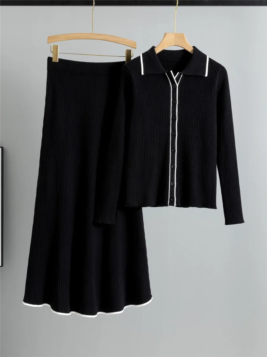 Ensemble Deux Pièces Cardigan Et Jupe Pour Femme | Idéal Pour Usage Quotidien Et Saisonnier