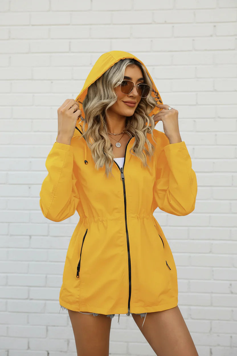 Veste Légère À Capuche Avec Taille Ajustable Pour Femme | Idéale Pour La Mi-Saison Et Les Sorties Quotidiennes
