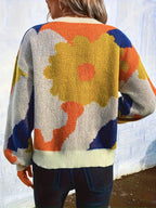 Pull À Motif Floral Abstrait À Coupe Confortable Pour Femme | Idéal Pour Usage Quotidien Et Loisirs