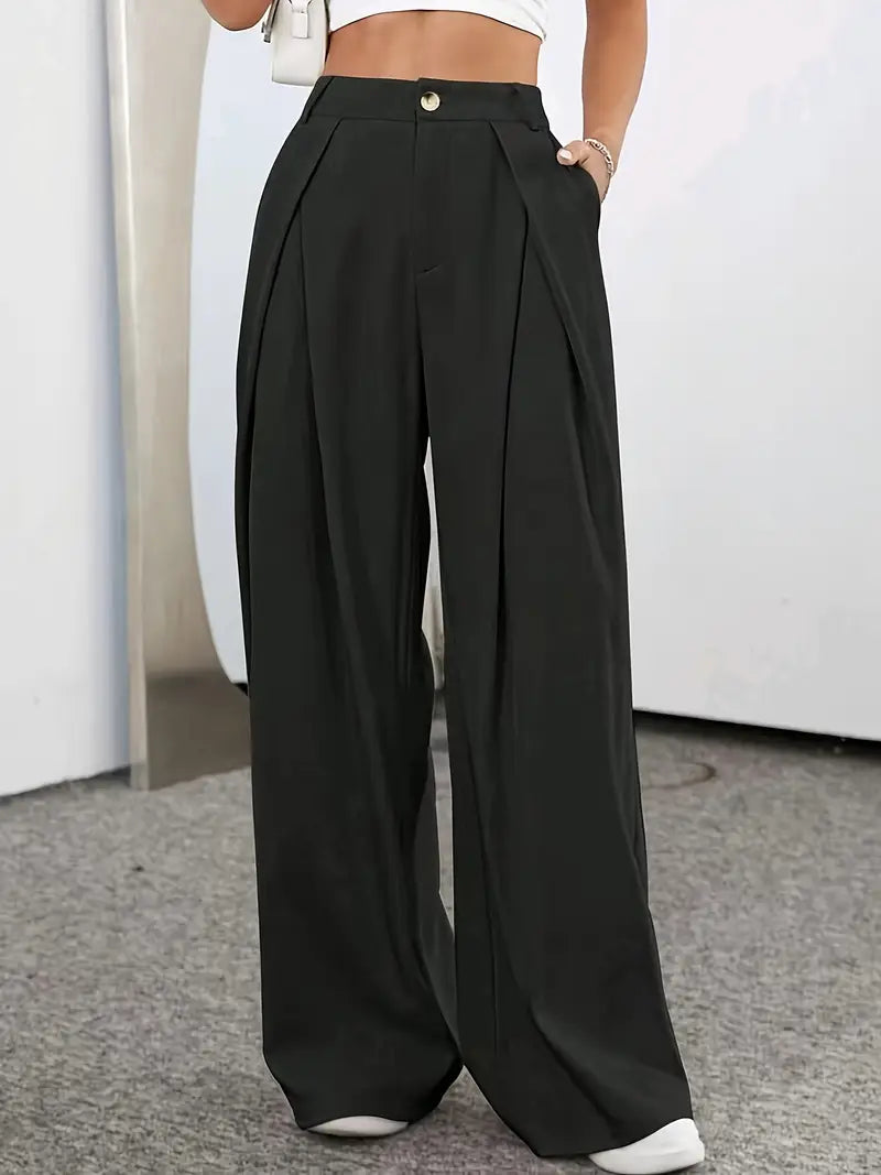 Pantalon Plissé à Taille Haute pour Femme | Idéal pour le Bureau et les Sorties Décontractées