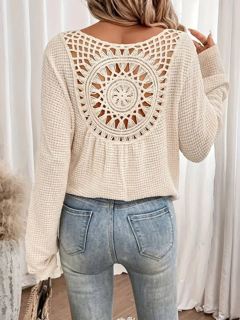 Pull À Col En V En Maille Gaufrée Pour Femme | Idéal Pour La Mi-Saison