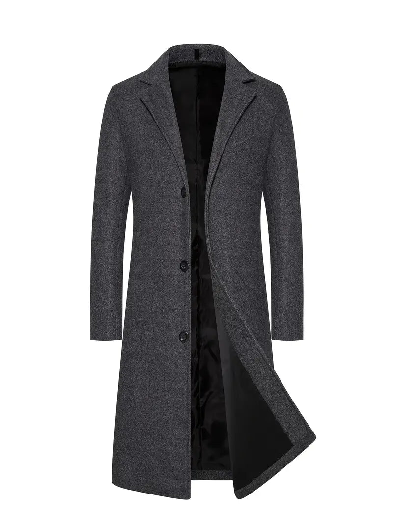 Manteau Long Avec Col Cranté Pour Homme | Idéal Pour Saisons Froides Et Intermédiaires