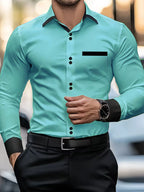 Chemise À Manches Longues Avec Fermeture Boutonnée Et Coupe Ajustée Pour Homme | Idéale Pour Le Bureau Et Les Occasions Formelles