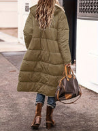 Manteau Long Matelassé avec Doublure en Polaire pour Femme | Idéal pour l’Hiver