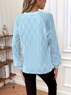 Blouse À Manches Longues Avec Motif Texturé Et Col Rond Pour Femmes | Idéal Pour Un Usage Quotidien