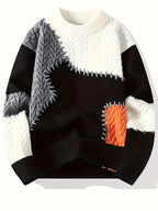 Pull À Col Rond Avec Design Patchwork Et Coupe Ample Pour Homme | Idéal Pour Usage Quotidien