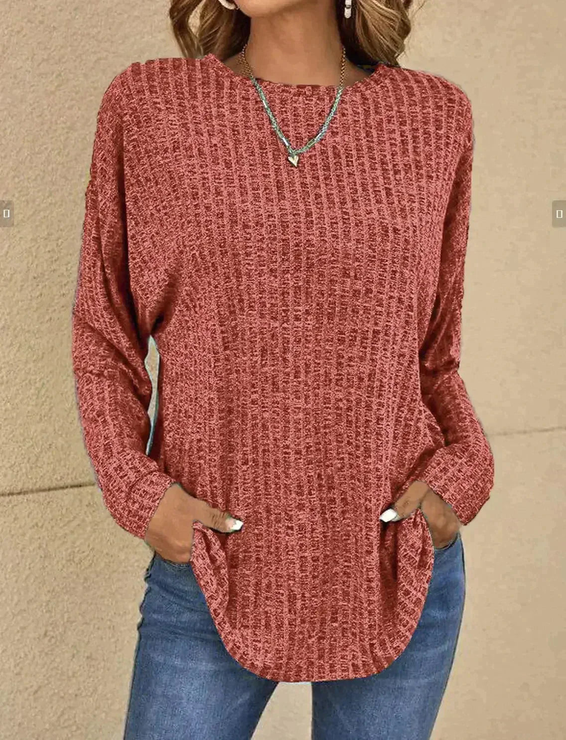 Blouse À Manches Longues Avec Col Rond Et Couleur Unie Pour Femmes | Idéal Pour Usage Quotidien