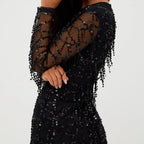 Robe Mini à Paillettes avec Encolure Ronde pour Femmes | Idéale pour les Soirées Festives