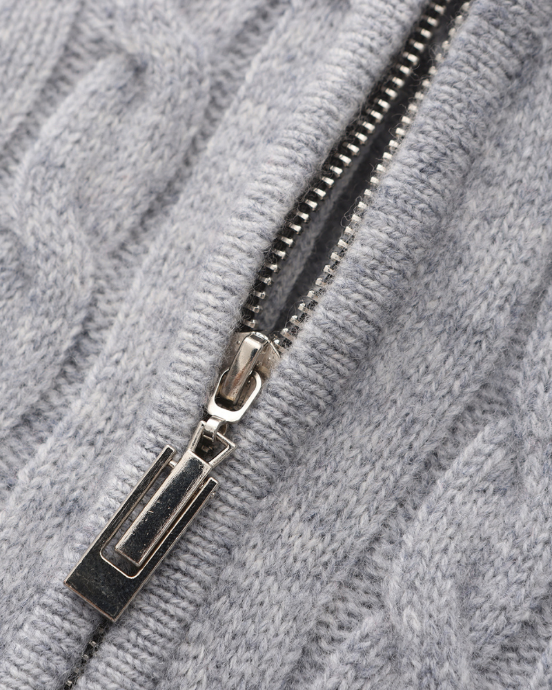 Pull pour Homme avec Col Zippé et Motif en Torsades | Idéal pour l’Hiver