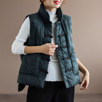 Gilet Sans Manches avec Col Montant pour Femme | Idéal pour l’Automne et l’Hiver