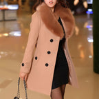 Manteau d’Hiver Long avec Col Contrasté pour Femmes | Idéal pour la Saison Froide