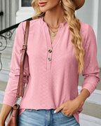 Blouse À Manches Longues Avec Col En V Et Fermeture Boutonnée Pour Femmes | Idéal Pour Usage Quotidien