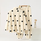 Ensemble Pyjama À Pois avec Haut Style Manteau Et Deux poches Pour Femme | Idéal pour L’Hiver
