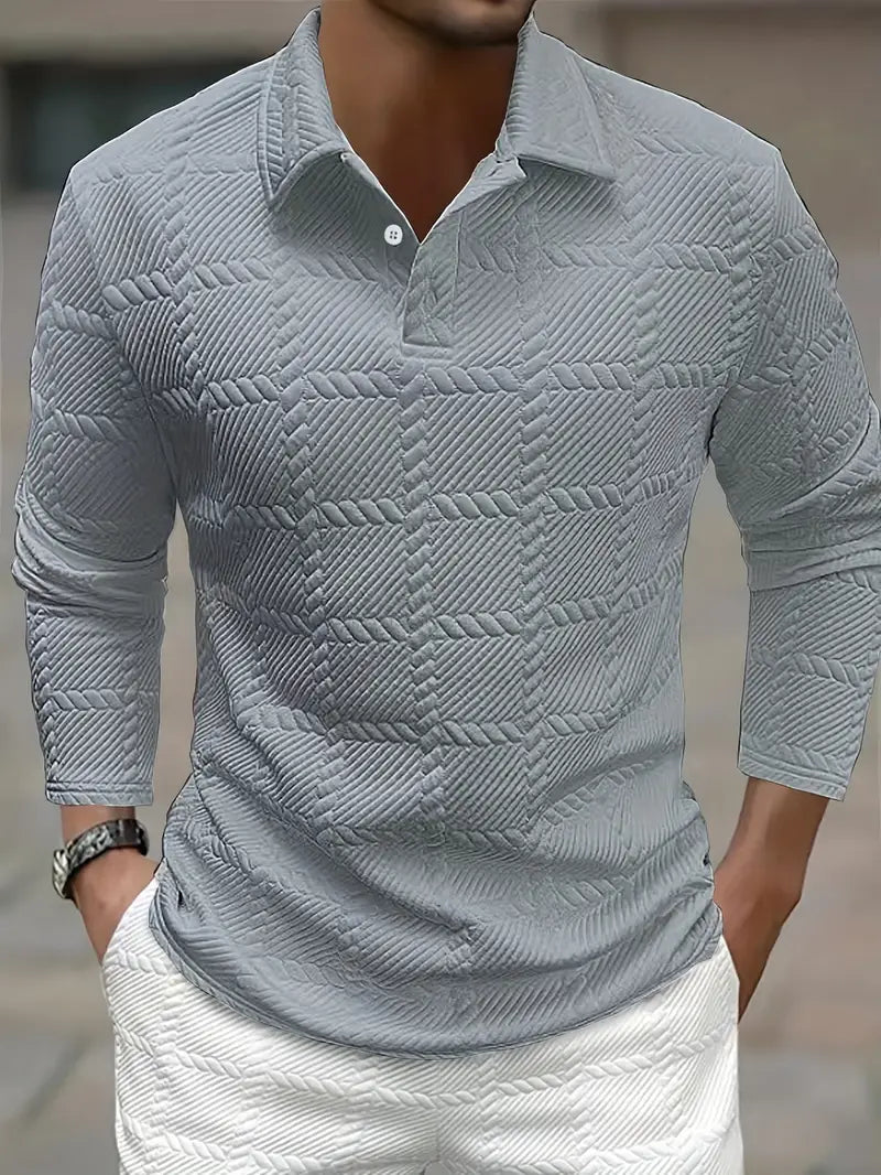 Chemise À Boutons Avec Motif Texturé Pour Homme | Idéale Pour Bureau Et Sorties