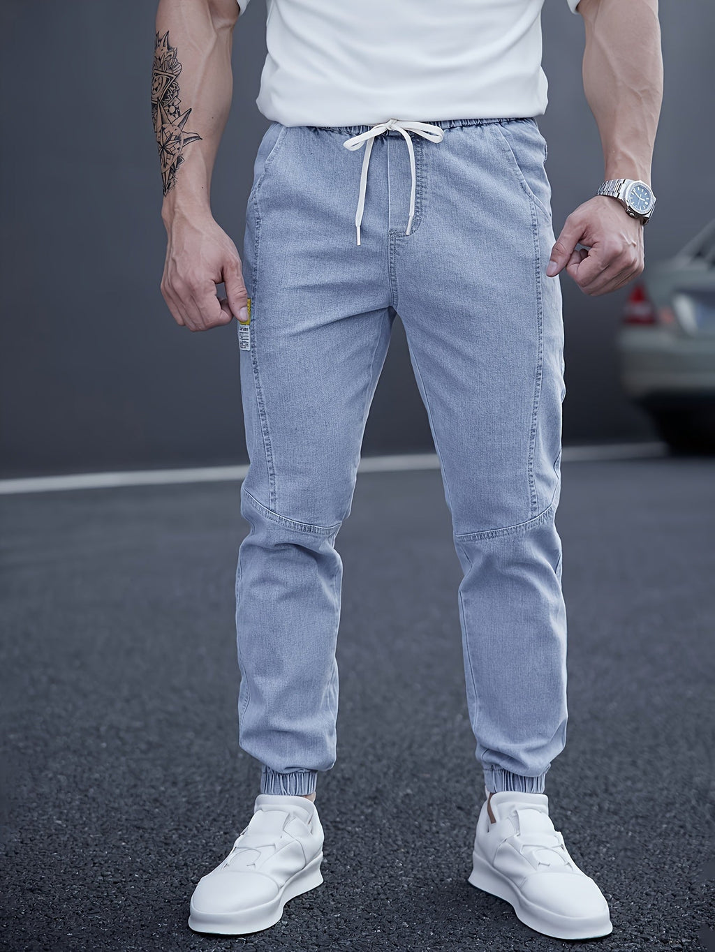 Pantalon Cargo avec Taille Élastiquée et Chevilles Ajustées pour Homme | Idéal pour le Quotidien