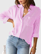 Chemise À Col Avec Motif Rayé Pour Femme | Idéale Pour Usage Quotidien Et Professionnel