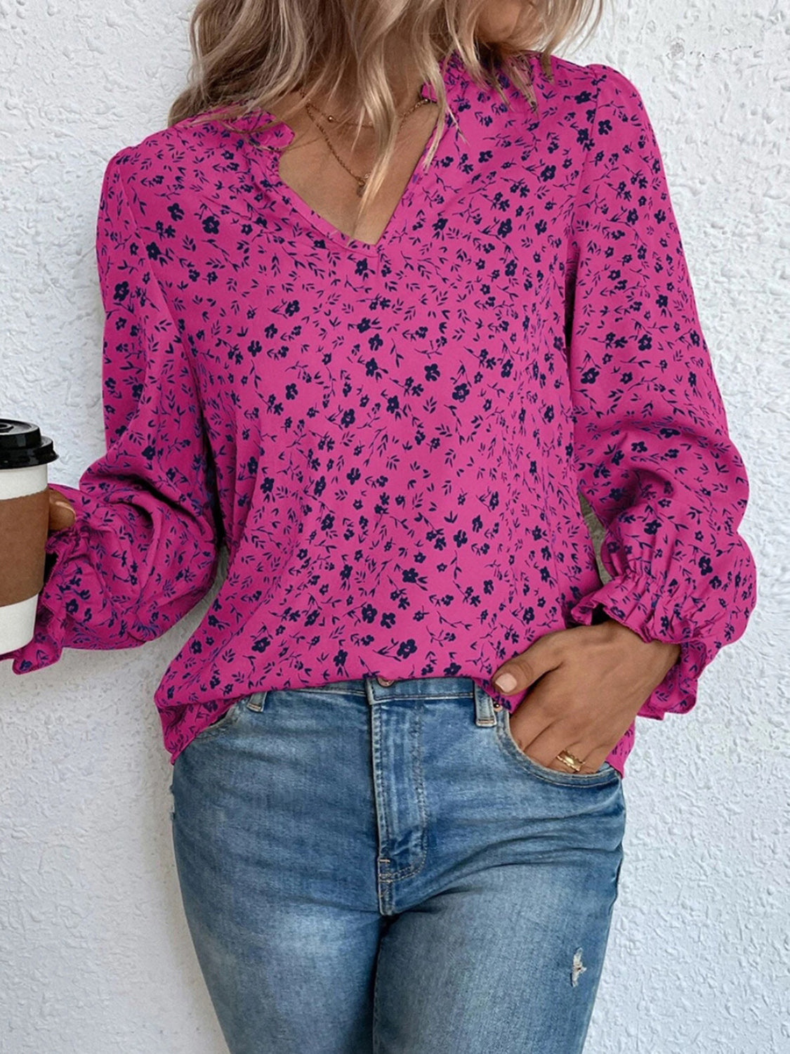 Blouse à Manches Volantées avec Imprimé Floral pour Femme | Idéale pour un Usage Quotidien