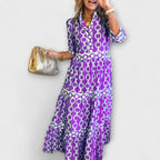 Robe Midi à Motif Chaîne pour Femme | Idéale pour Occasions Quotidiennes et Semi-Formelles