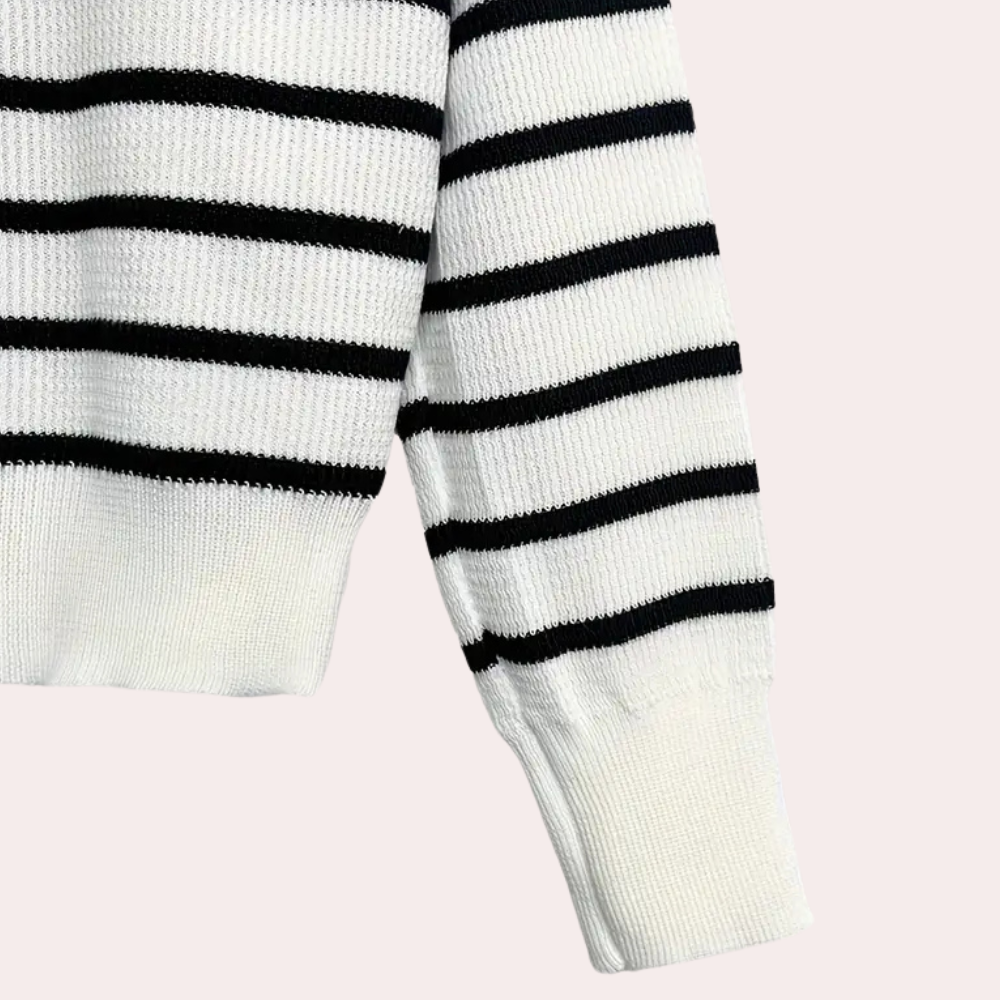 Pull À Rayures Avec Détail Nœud Et Boutons Pour Femme | Idéal Pour La Superposition