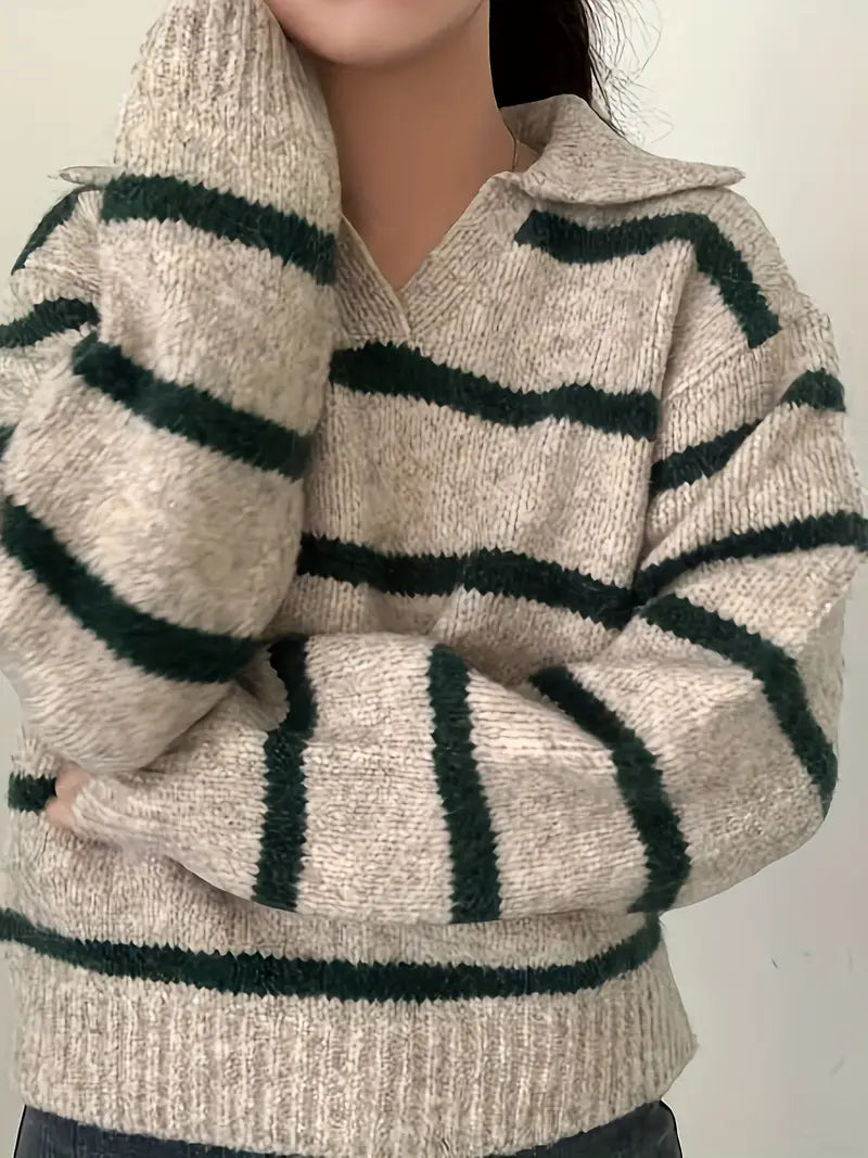 Pull Rayé À Coupe Droite Pour Femme | Idéal Pour Usage Quotidien