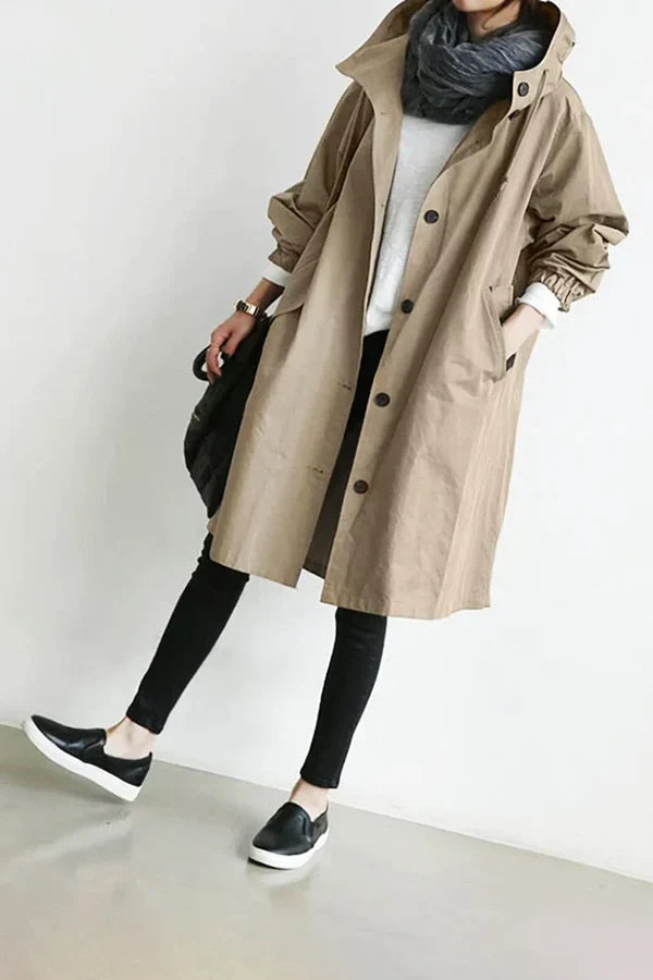 Imperméable Long avec Capuche pour Femme | Idéal pour les Jours de Pluie