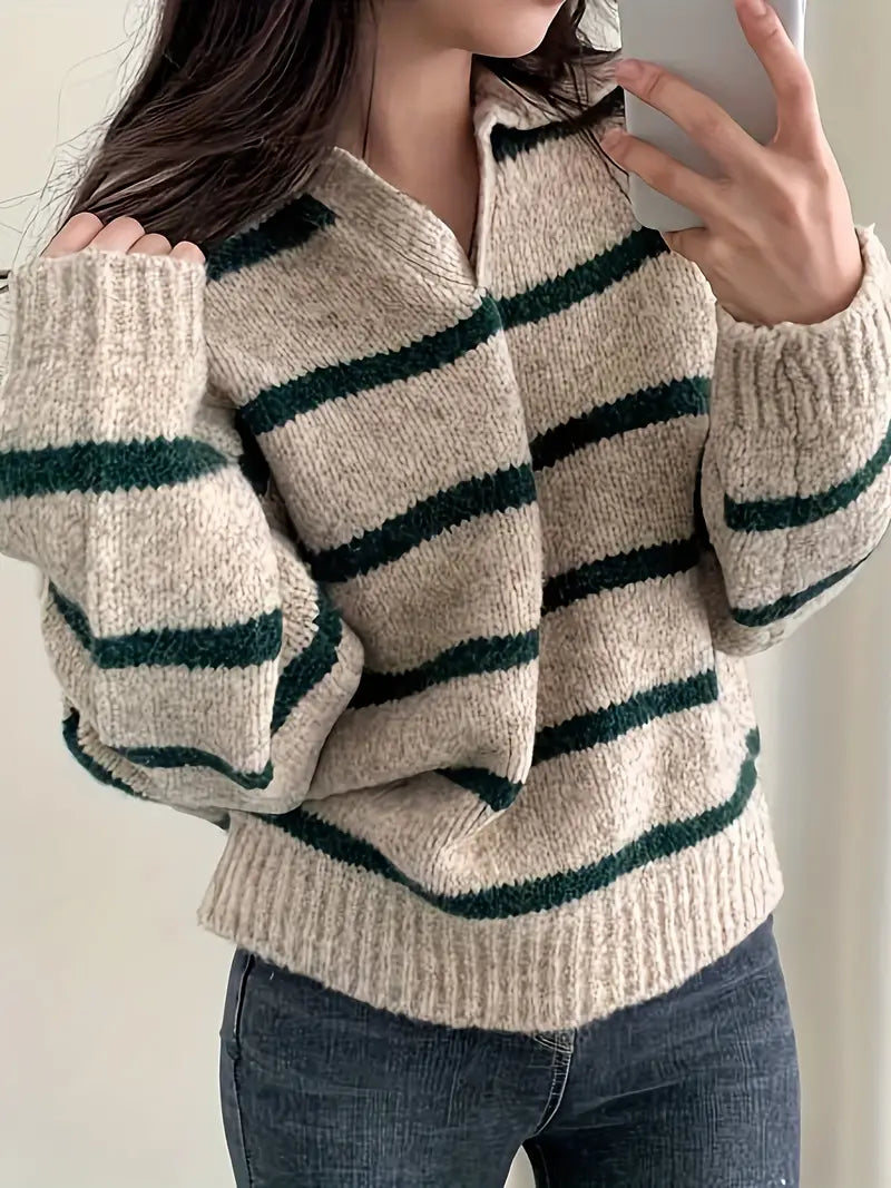 Pull Rayé À Coupe Droite Pour Femme | Idéal Pour Usage Quotidien