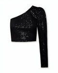 Top à Une épaule À Paillettes Pour Femme | Idéal Pour Les Soirées