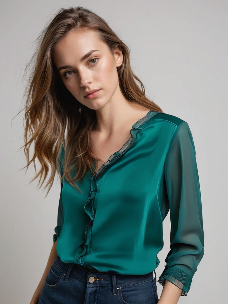 Blouse À Manches Longues Avec Détails À Volants Pour Femme | Idéale Pour Usage Quotidien Et Événements