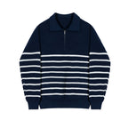 Pull Rayé avec Demi-Zip et Manches Longues pour Homme | Ideal pour Printemps et Automne