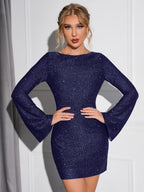 Robe Courte à Manches Longues pour Femme | Idéale pour les Soirées et Événements Festifs