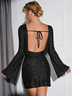 Robe Courte à Manches Longues pour Femme | Idéale pour les Soirées et Événements Festifs