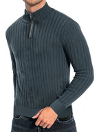 Pull Pour Homme Avec Col Zippé Et Motif Côtelé Pour Adulte | Idéal Pour Usage Quotidien Et Polyvalent