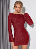 Robe Courte à Manches Longues pour Femme | Idéale pour les Soirées et Événements Festifs