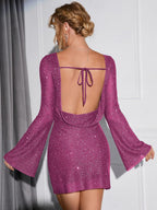 Robe Courte à Manches Longues pour Femme | Idéale pour les Soirées et Événements Festifs