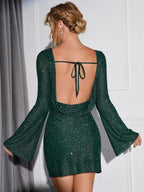 Robe Courte à Manches Longues pour Femme | Idéale pour les Soirées et Événements Festifs
