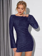 Robe Courte à Manches Longues pour Femme | Idéale pour les Soirées et Événements Festifs