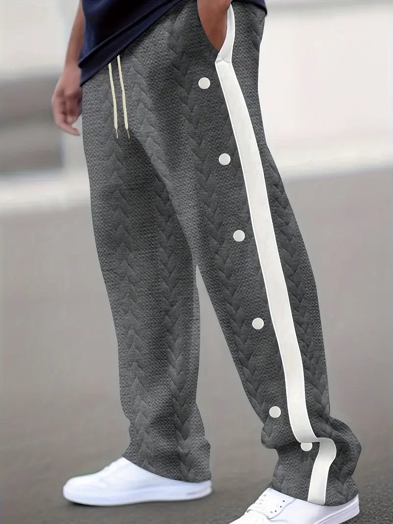 Pantalon Large avec Boutons Latéraux et Taille à Cordon pour Homme | Idéal pour un Usage Quotidien
