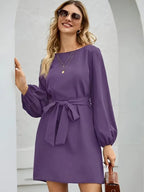 Robe Ceinturée à Manches Lanterne pour Femme | Idéale pour le Travail et les Sorties