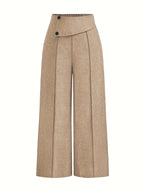 Pantalon Large Taille Haute Avec Plis Frontaux Pour Femme | Idéal Pour Usage Quotidien Et Professionnel