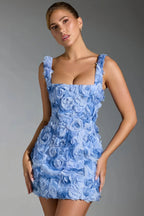 Robe Mini Noire avec Fleurs 3D et Encolure Dos Nu pour Femme | Idéale pour les Sorties et Journées Décontractées