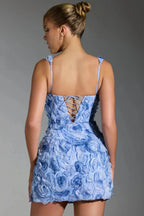Robe Mini Noire avec Fleurs 3D et Encolure Dos Nu pour Femme | Idéale pour les Sorties et Journées Décontractées