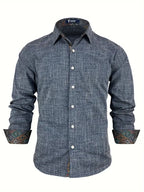 Chemise À Manches Longues Avec Détails Contrastés Et Fermeture À Boutons Pour Hommes | Idéale Pour Toutes Les Saisons