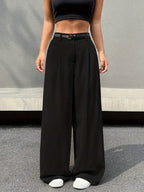 Pantalon Large Plissé À Taille Haute Pour Femmes | Idéal Pour Usage Quotidien