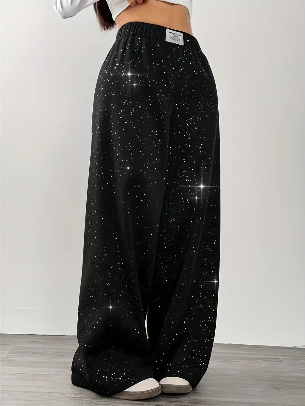 Pantalon Large Taille Haute pour Femme avec Imprimé Ciel Étoilé | Idéal pour le Quotidien et les Sorties