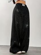 Pantalon Large Taille Haute pour Femme avec Imprimé Ciel Étoilé | Idéal pour le Quotidien et les Sorties