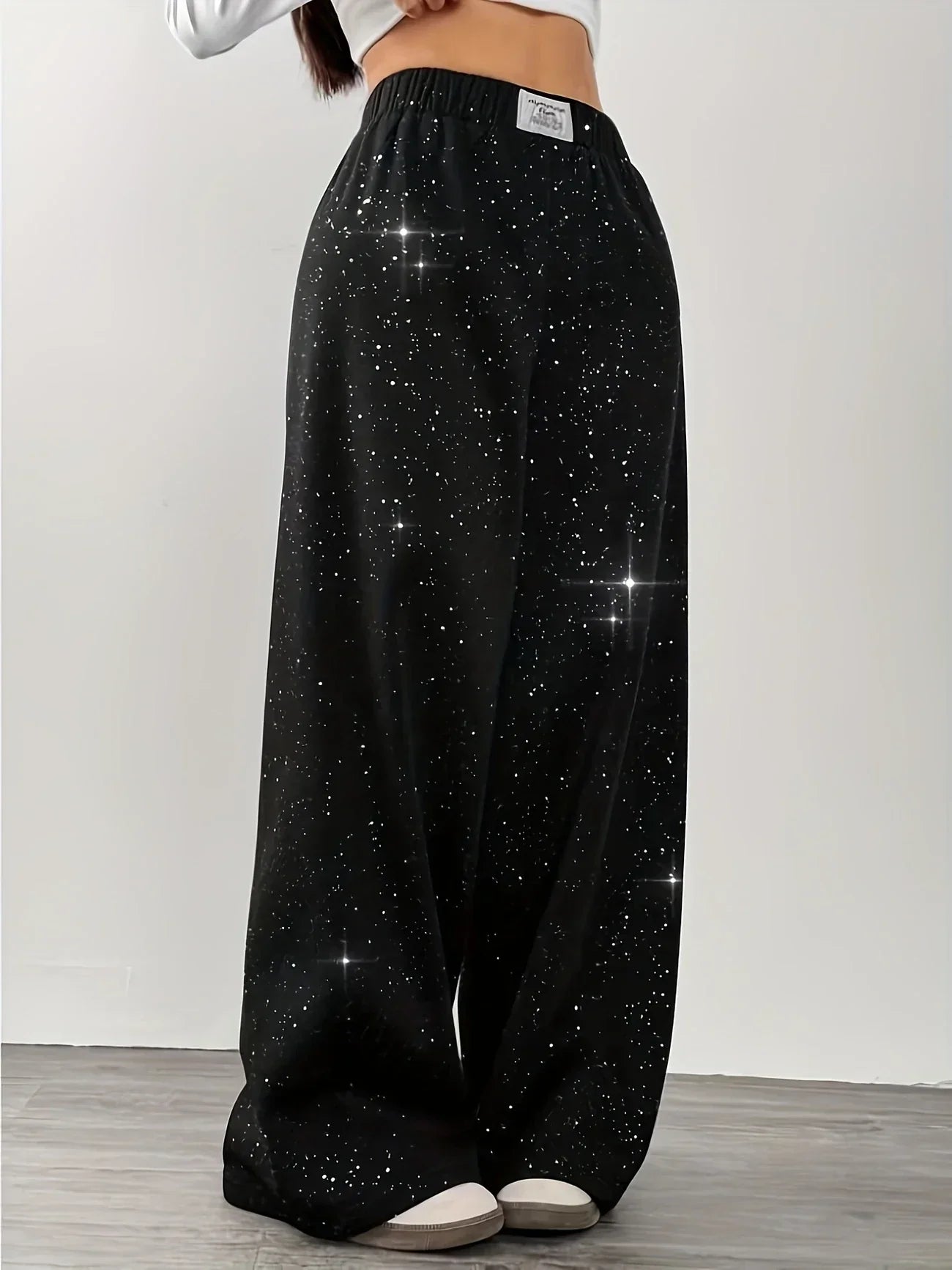 Pantalon Large Taille Haute pour Femme avec Imprimé Ciel Étoilé | Idéal pour le Quotidien et les Sorties