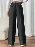 Pantalon Large À Taille Élastique Avec Poches Latérales Pour Femme | Idéal Pour Usage Quotidien